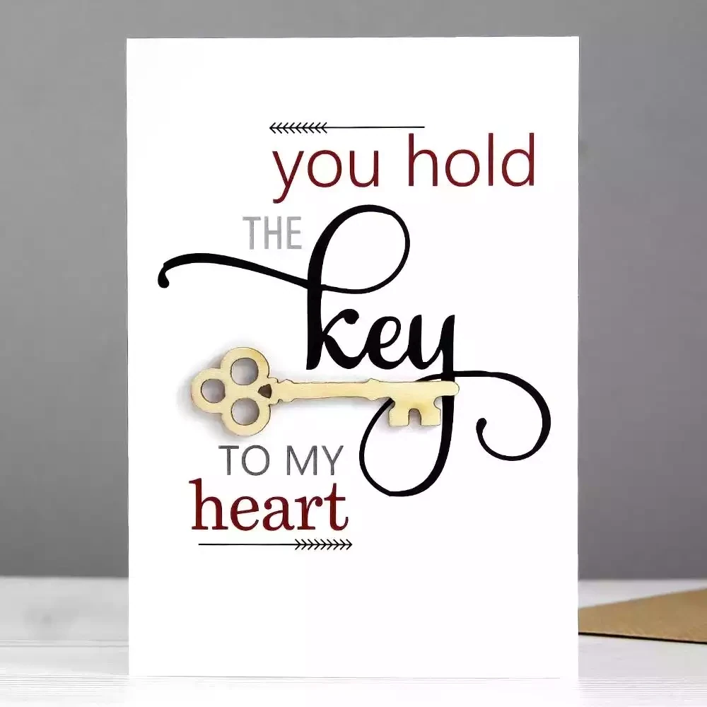 You Hold the Key to My Heart Wooden Laser Cut Card