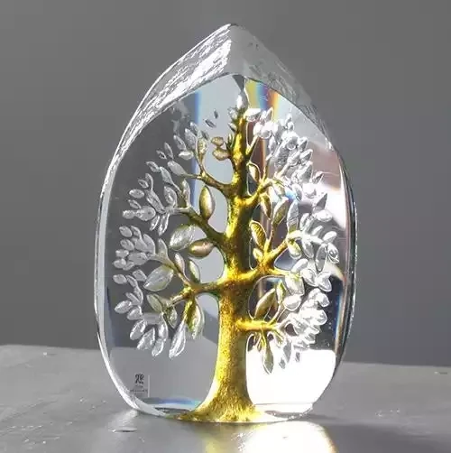 Yggdrasil Tree Green Glass Sculpture - Medium by Mats Jonasson