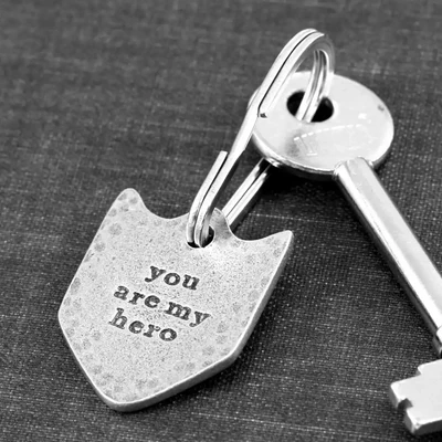 You Are My Hero Pewter Keyring by Kutuu