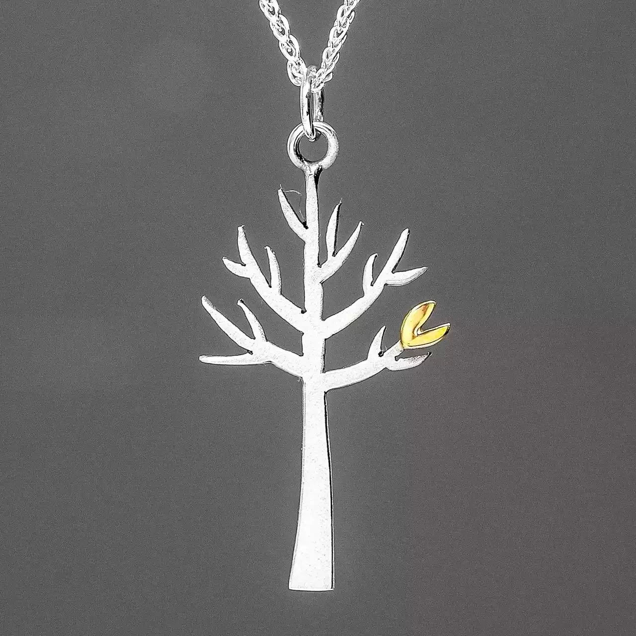 Woodlands Tree Silver and Gold Necklace - Large by Linda Macdonald