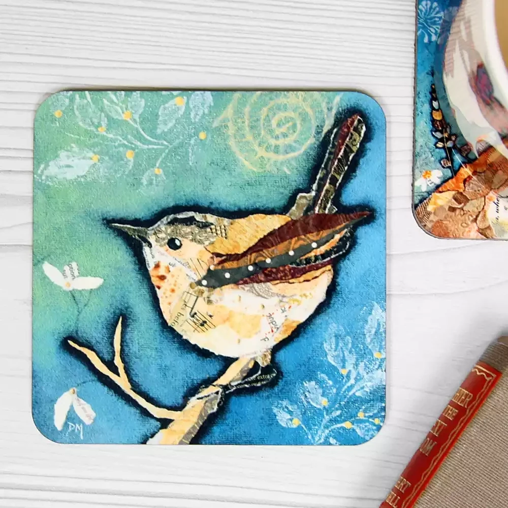 wren with aqua sky coaster by dawn maciocia