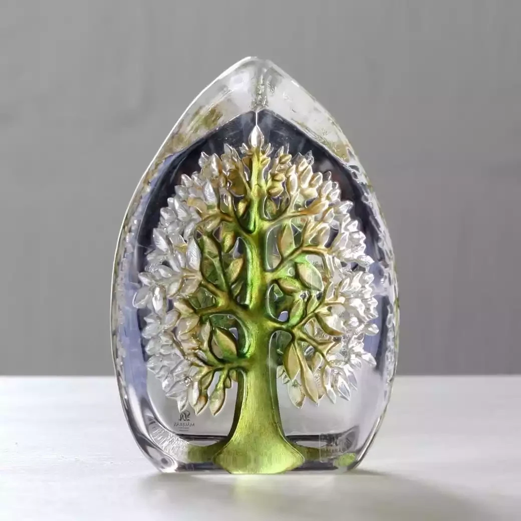 Yggdrasil Tree Green Glass Sculpture - Medium by Mats Jonasson