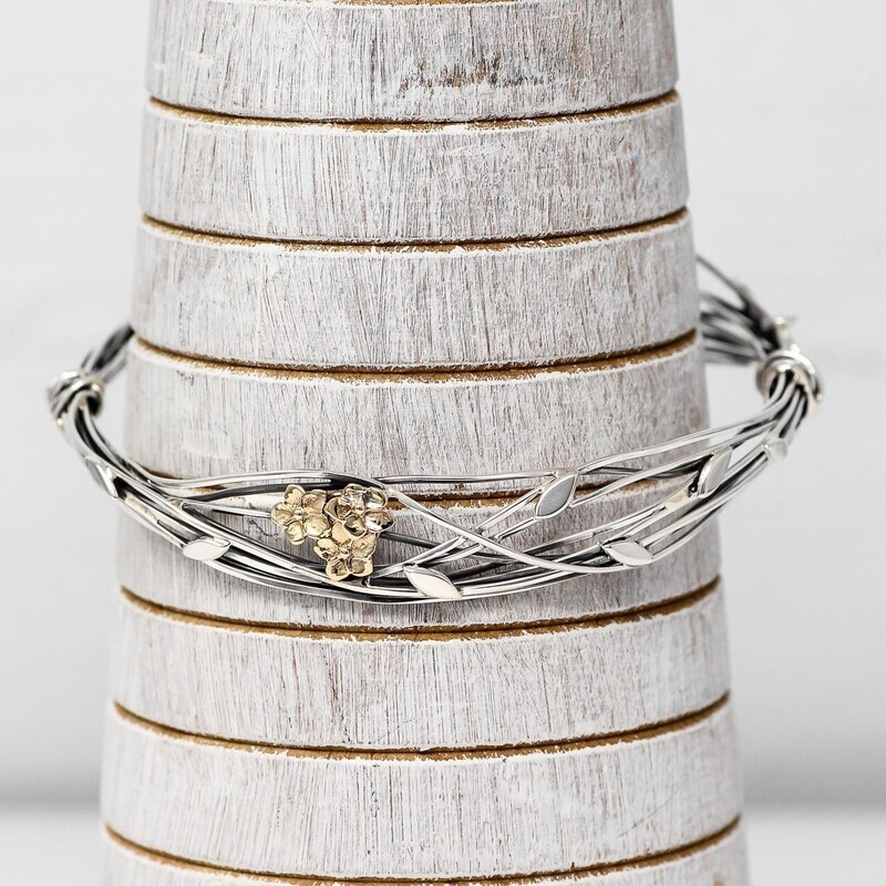 Entwined Silver and Gold Bangle by Linda Macdonald