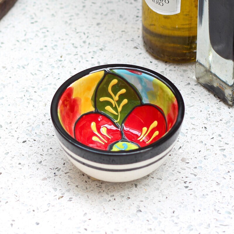 Classic Spanish Hand Painted Ceramic Tapas Bowl (7cm) - Floral by Verano Ceramics