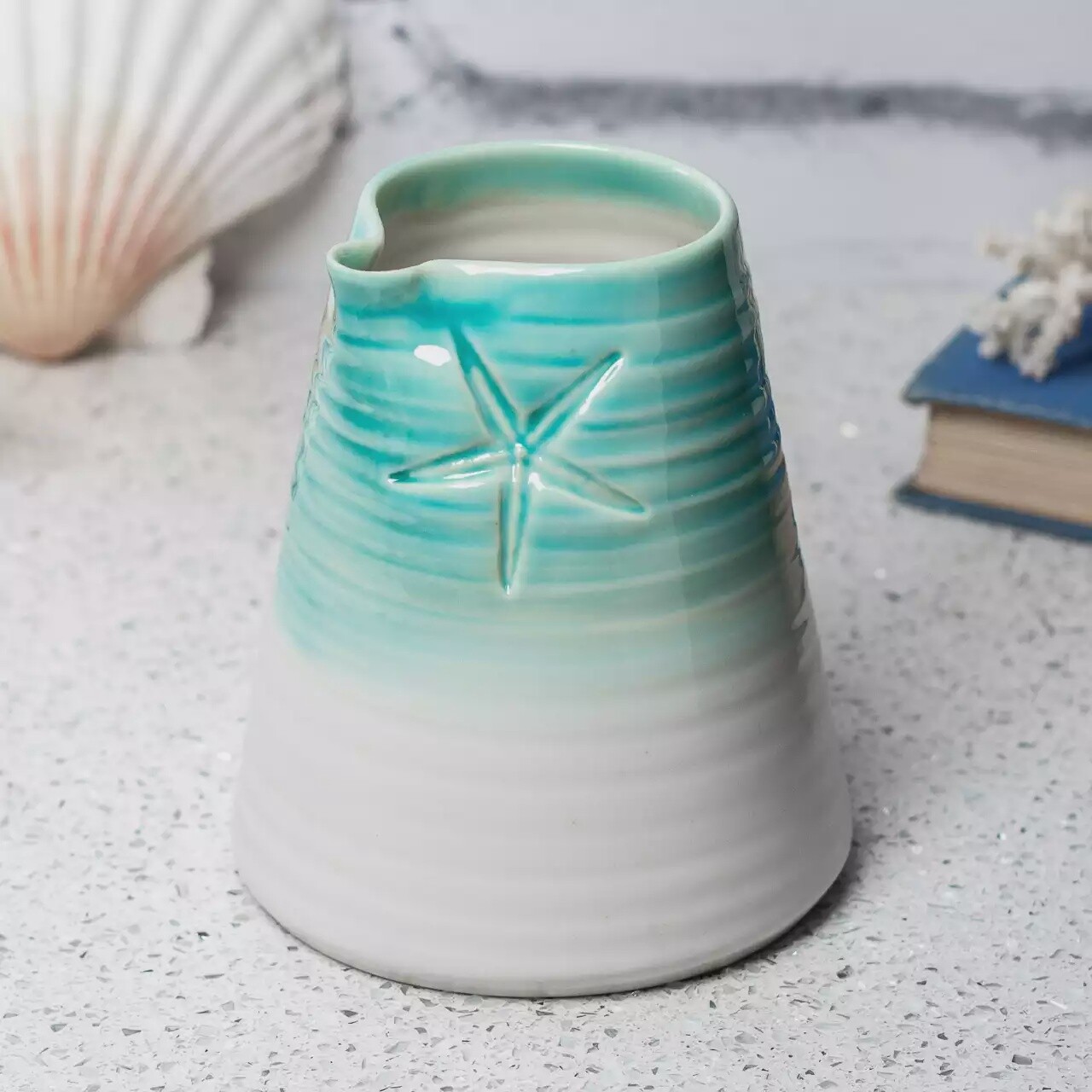 Porcelain Starfish Jug - Large - Turquoise by Mary Howard-George