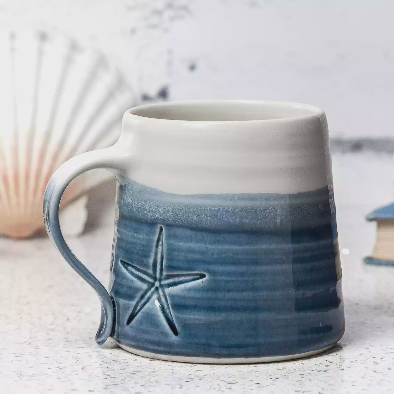 Porcelain Starfish Mug - Slate Blue by Mary Howard-George