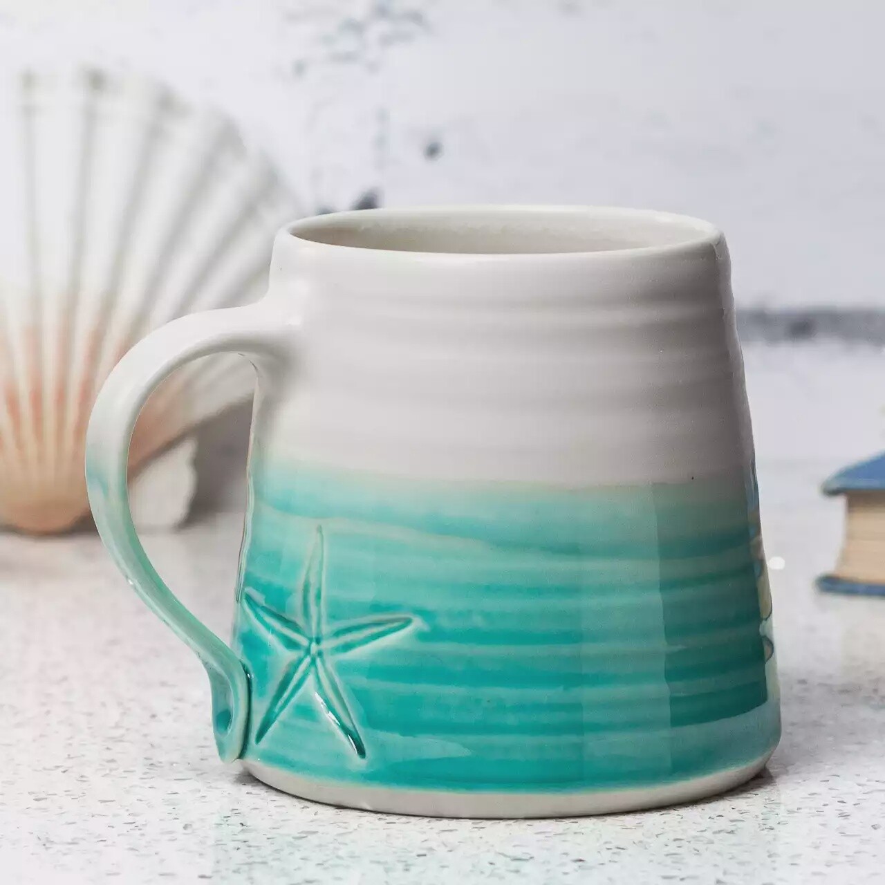 Porcelain Starfish Mug - Turquoise by Mary Howard-George