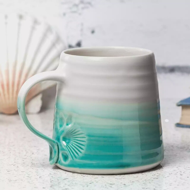 Porcelain Cockle Mug - Turquoise by Mary Howard-George