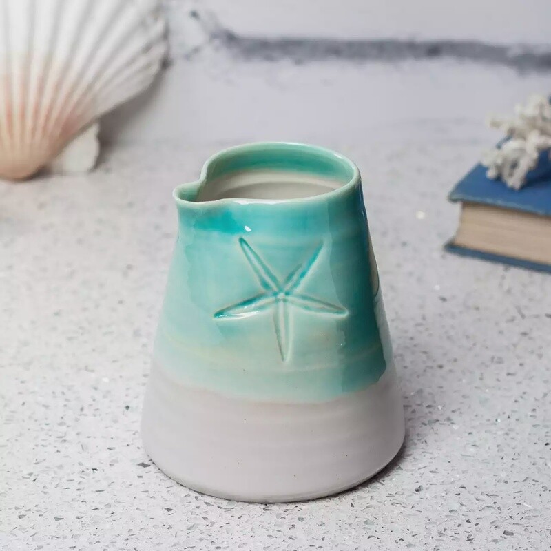 Porcelain Starfish Jug - Medium - Turquoise by Mary Howard-George
