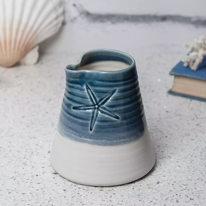 Porcelain Starfish Jug - Medium - Slate Blue by Mary Howard-George