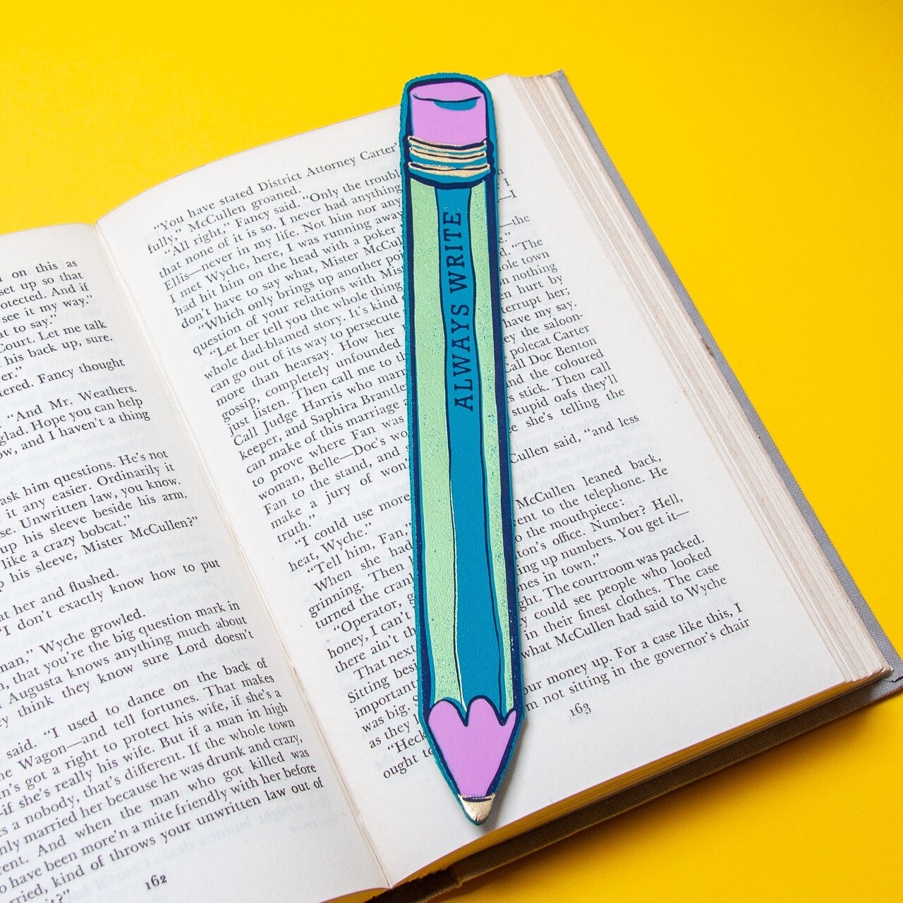 Always Write Pencil Leather Bookmark - Turquoise by Ark Colour Design