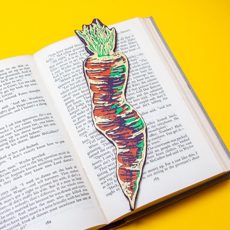 Kinky Carrot Leather Bookmark - Purple by Ark Colour Design