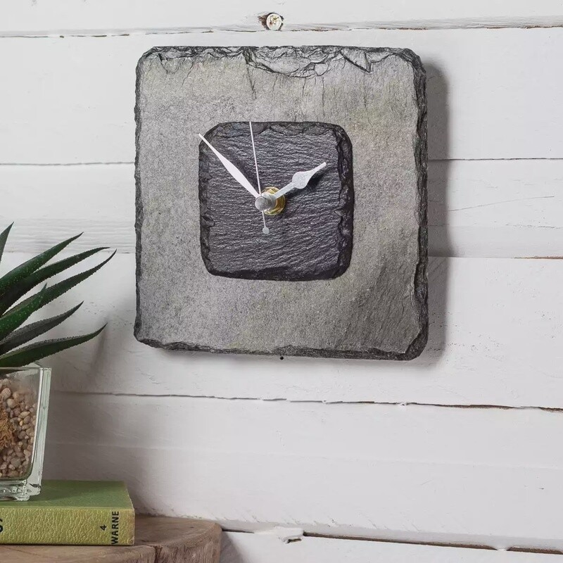 Layered Square Cornish Slate Wall Clock by Driftmoods