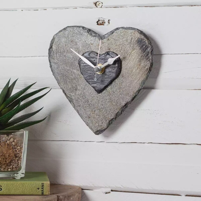 Layered Heart Cornish Slate Wall Clock by Driftmoods