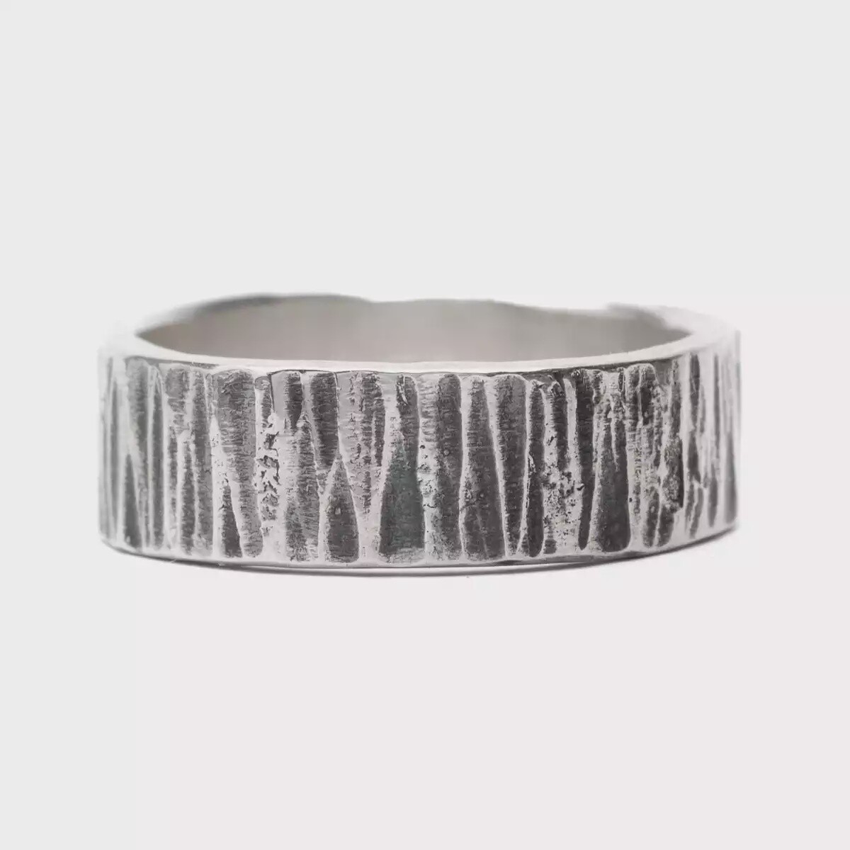 Wide Oxidised Silver Ring - Bark By Fi Mehra