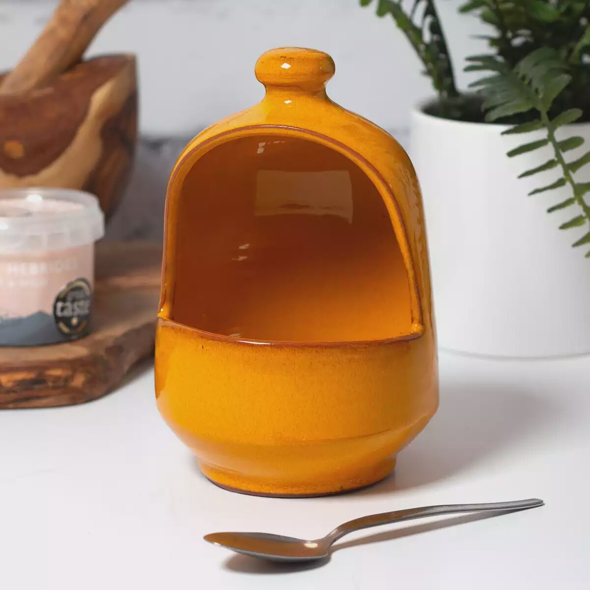 Selena Ceramic Salt Pig - Orange by Verano Ceramics