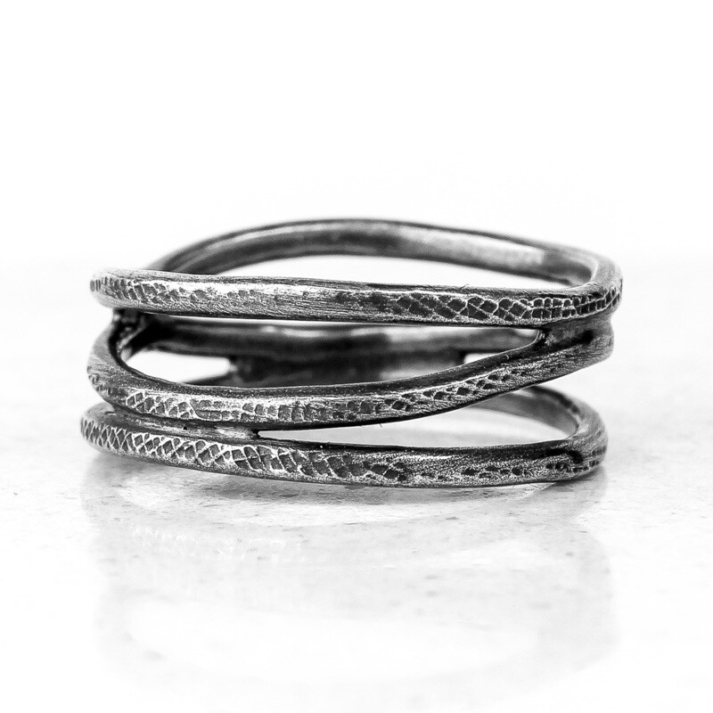 Multi Strand Oxidised Silver Ring By Adele Taylor