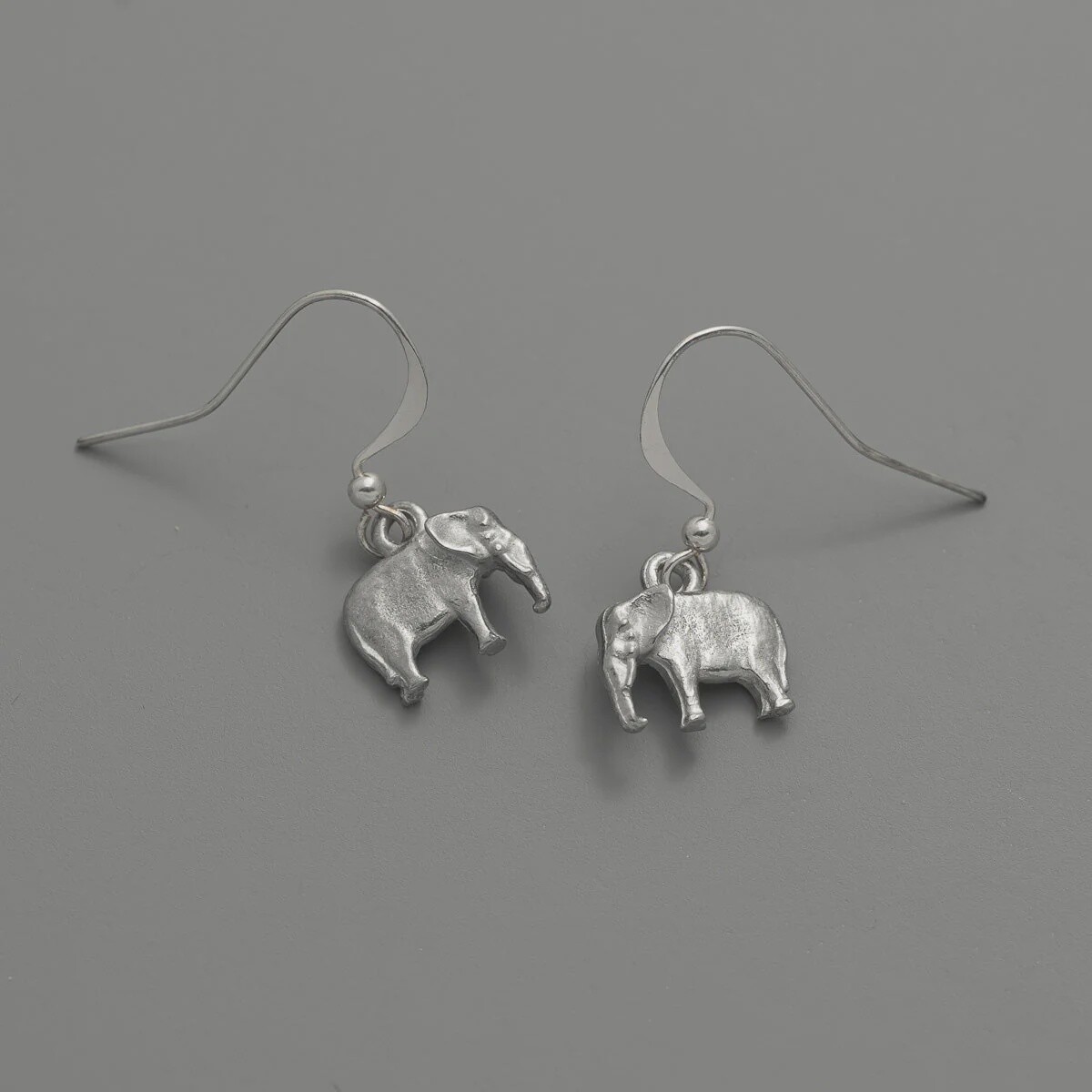 Elephant Pewter Drop Earrings by Lancaster and Gibbings