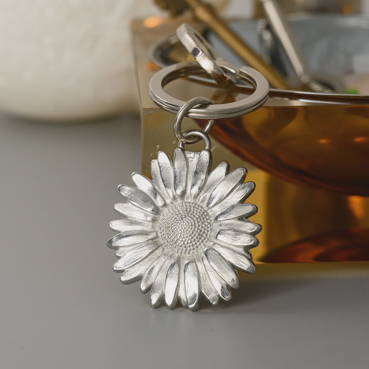 Daisy Flower Pewter Keyring by Lancaster and Gibbings