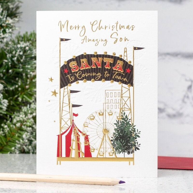 Son Santa Town Christmas Card by Sarah Curedale
