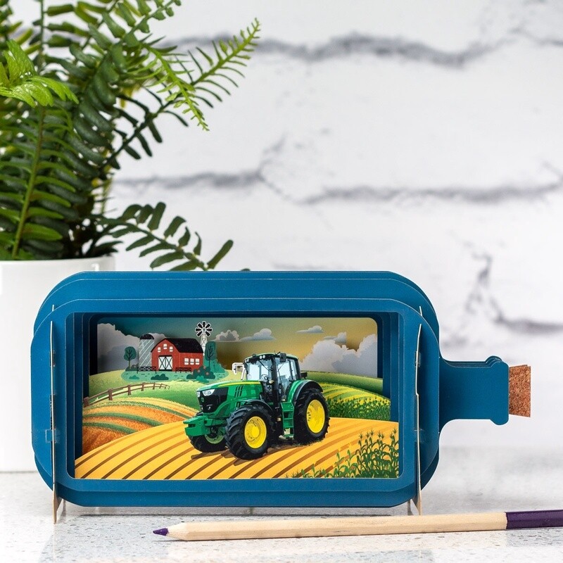 3D Pop Up Bottle Card - Tractor in the Fields by Alljoy