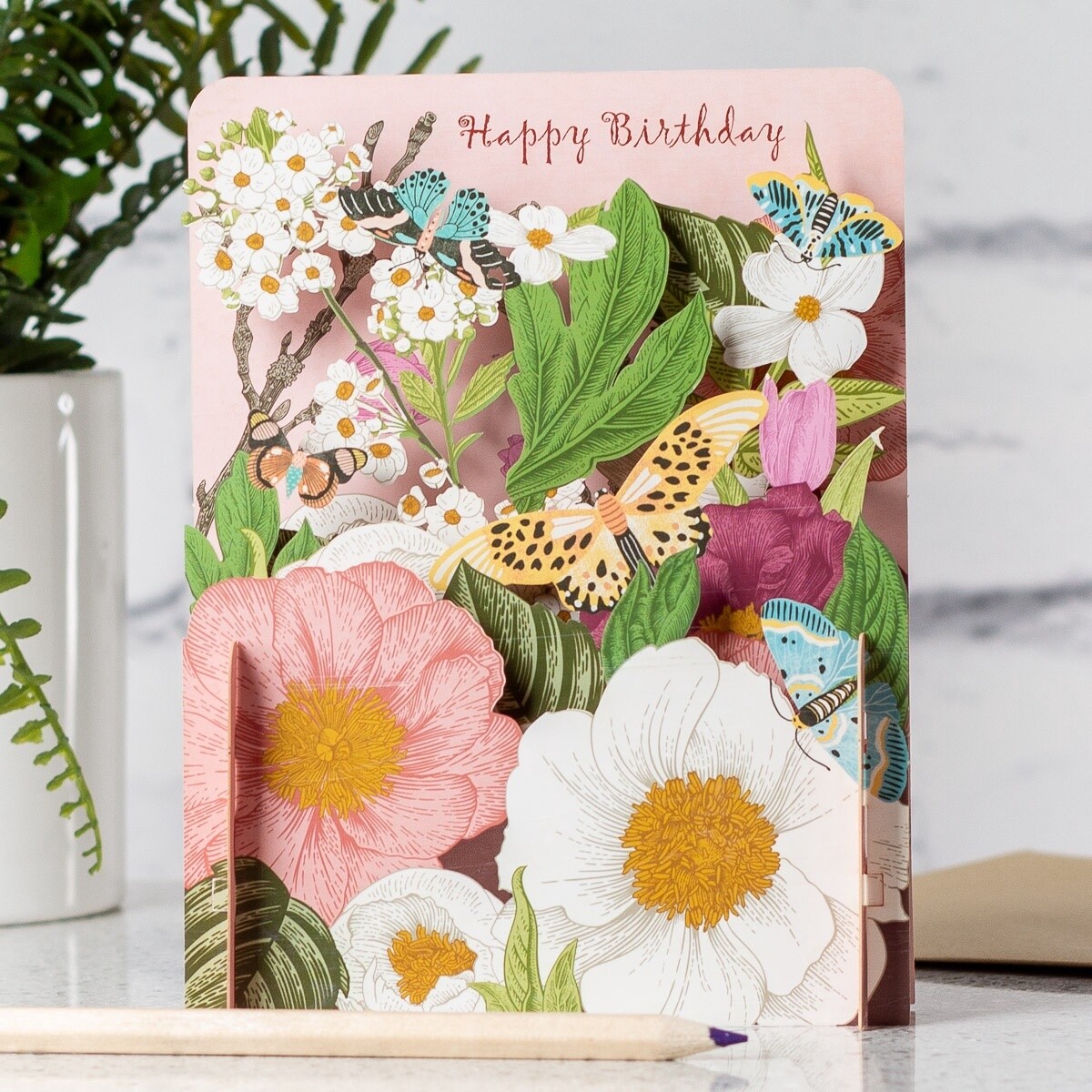 3D Pop Up Card - Butterflies and Flowers Birthday by Alljoy