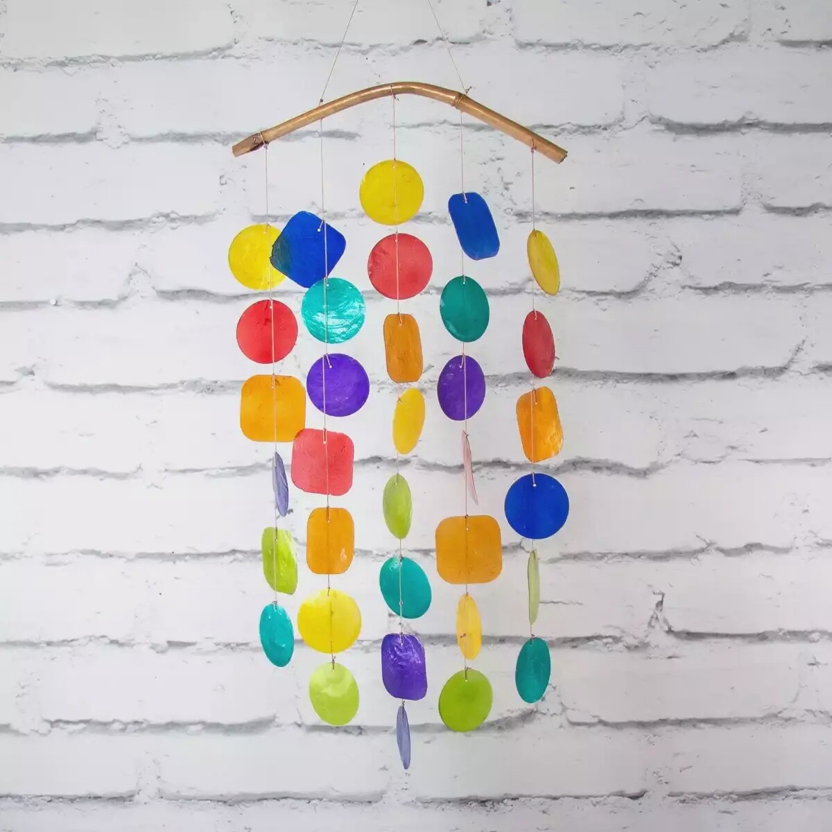 Capiz and Bamboo Wind Chime - Rainbow by Sunlover