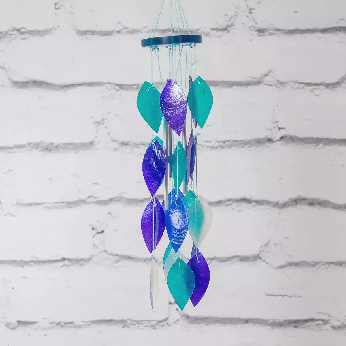 Capiz Wind Chime - Leaves - Blue by Sunlover