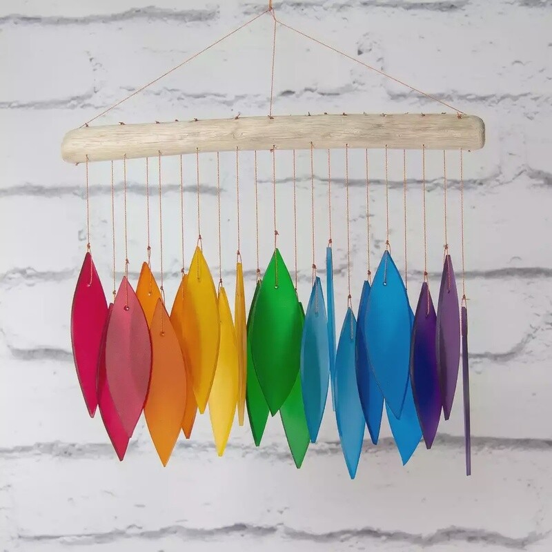 Glass Wind Chime - Leaves - Rainbow by Sunlover