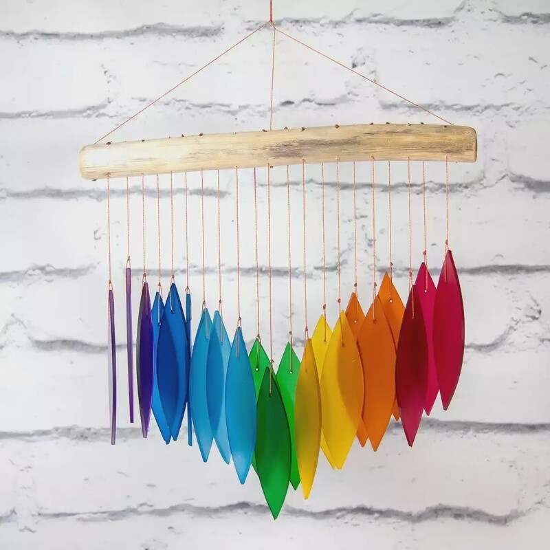 Glass Wind Chime - Falling Leaves - Rainbow by Sunlover