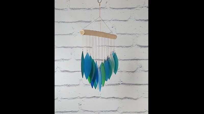 Glass Wind Chime - Falling Leaves - Turquoise by Sunlover