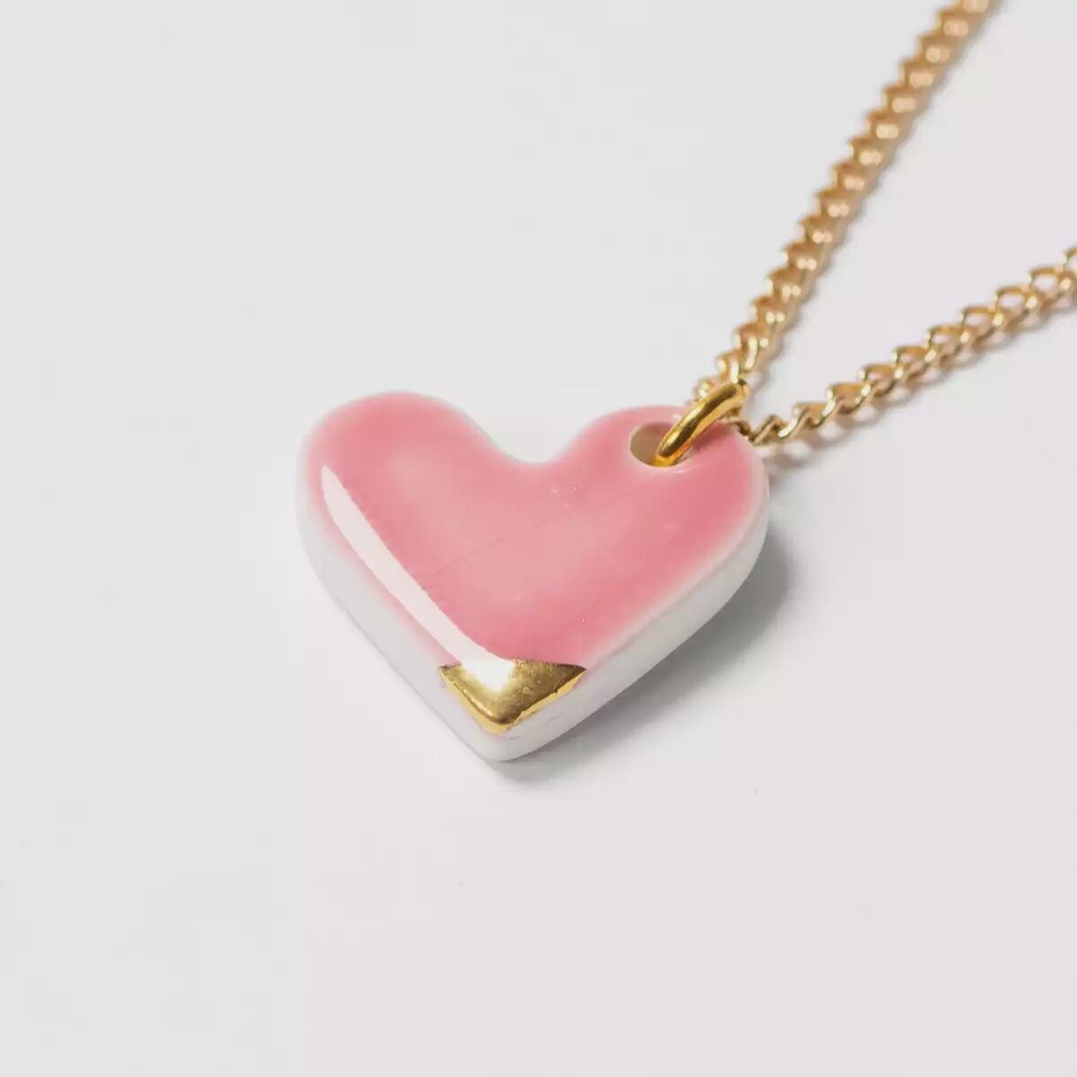 Ceramic Heart Necklace - Baby Pink by Clay Blanca