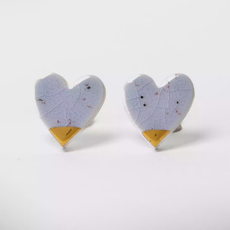 Ceramic Speckled Heart Stud Earrings - Purple by Clay Blanca