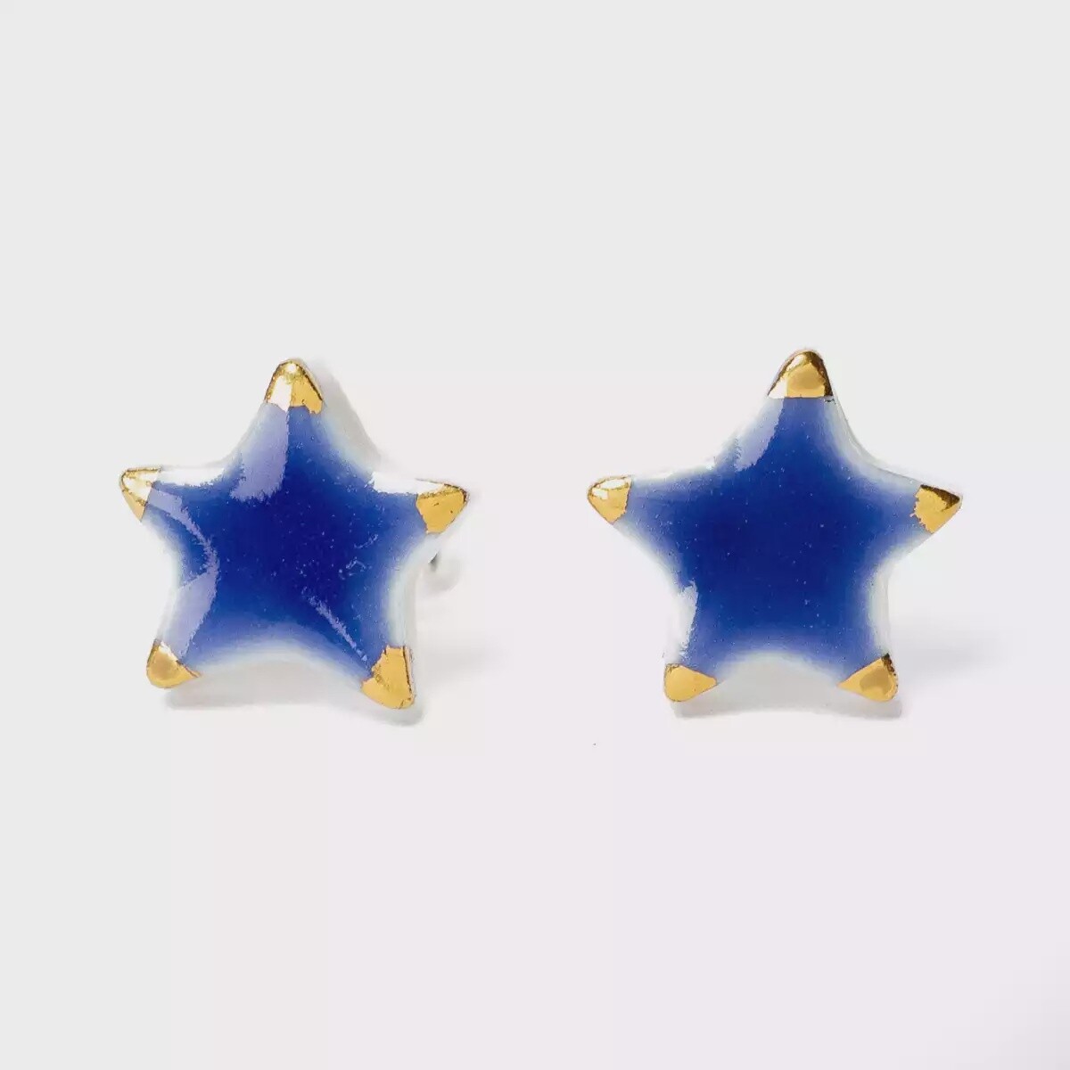 Ceramic Star Stud Earrings - Royal Blue by Clay Blanca