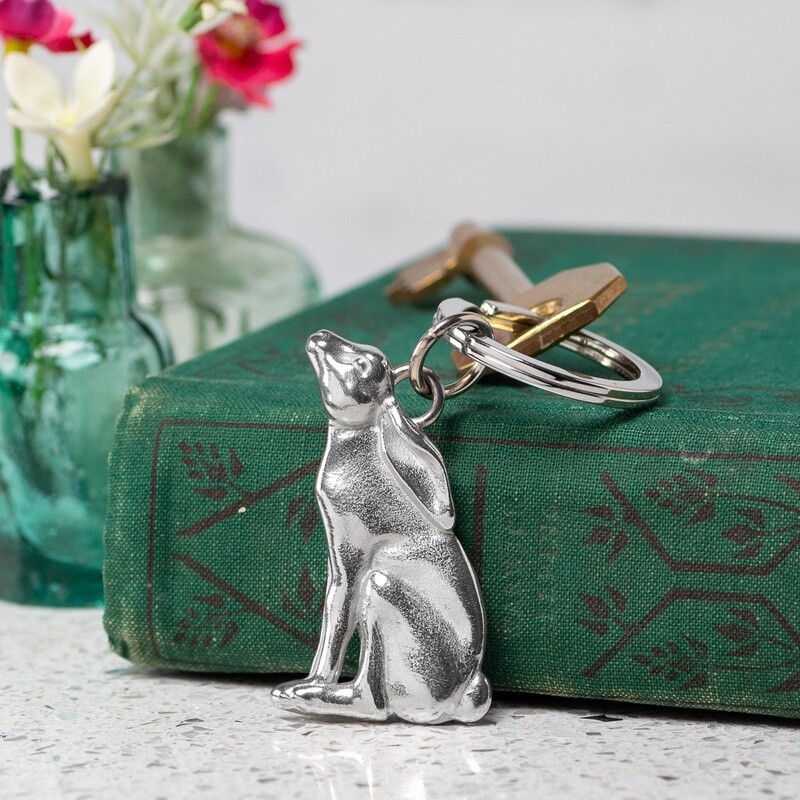Moongazing Hare Pewter Keyring by Lancaster and Gibbings