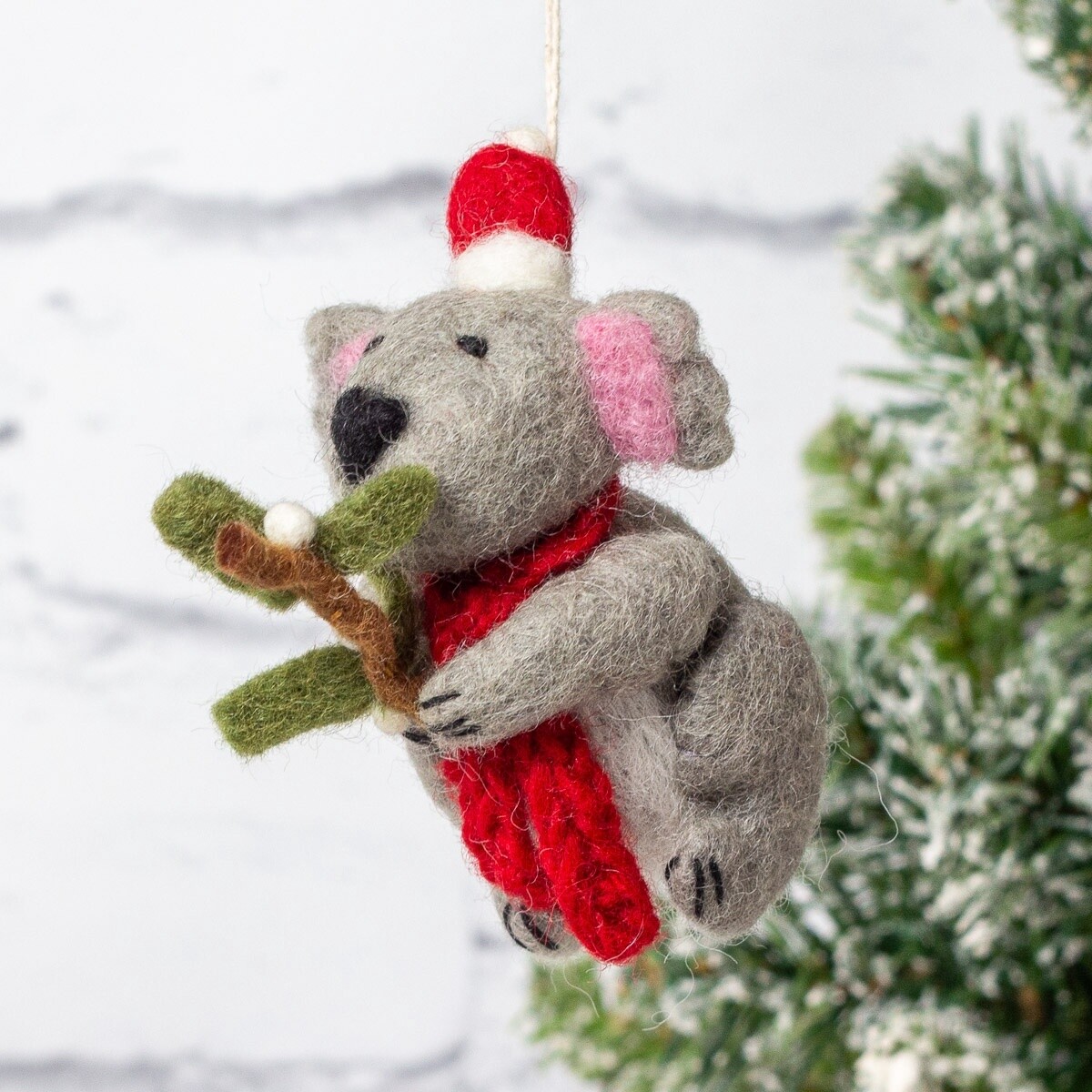 Koala with Mistletoe Felt Christmas Decoration by Amica