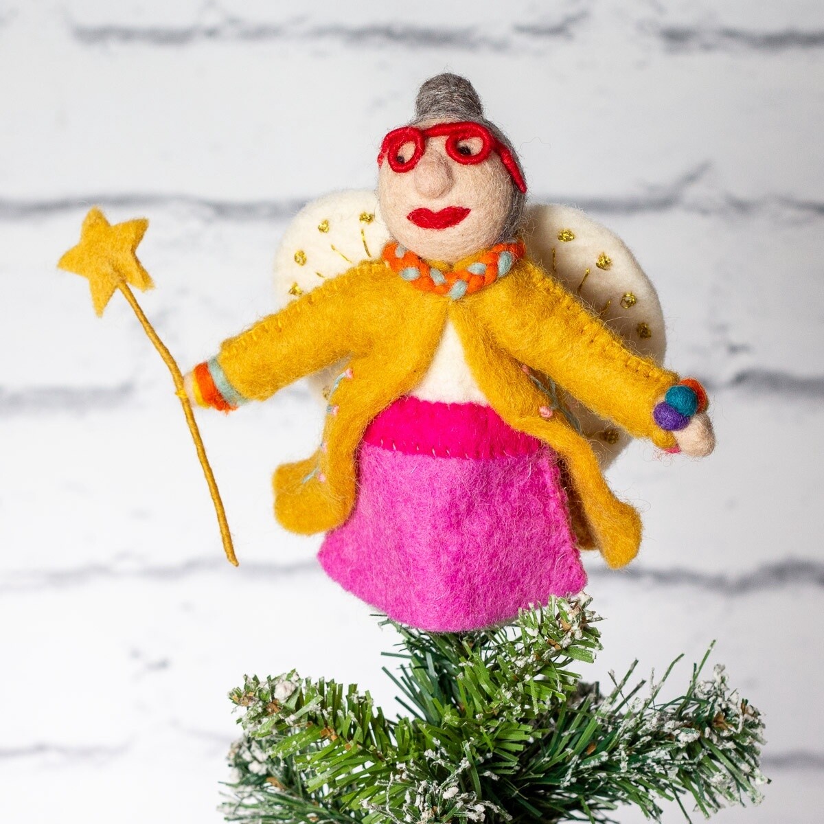 Funky Fairy Godmother Felt Christmas Tree Topper by Felt So Good