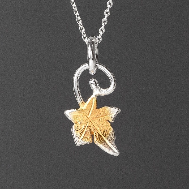 Ivy Leaf Silver and Gold Charm Pendant by Fi Mehra