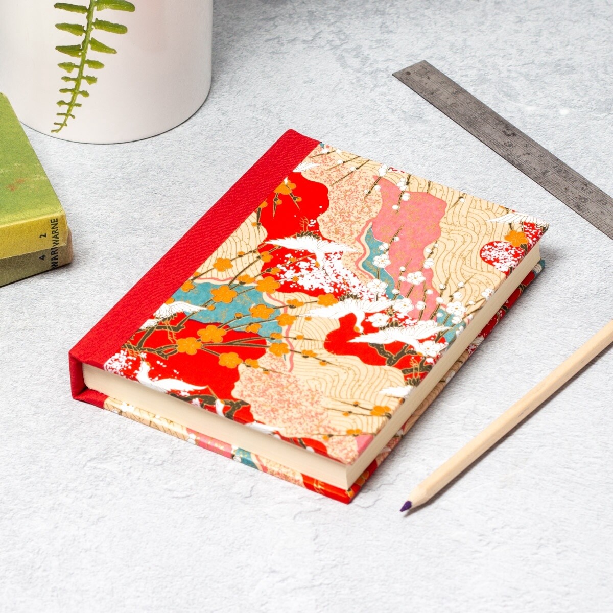 Classic Journal - Small - Cranes Collage/Red by Esmie