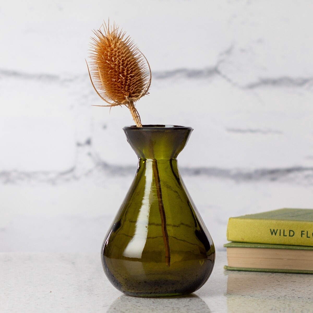Recycled Glass Bud Vase - Olive Green by Jarapa