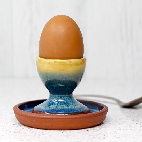 Handthrown Egg Cup and Saucer - Sand Bay by Rupert Blamire