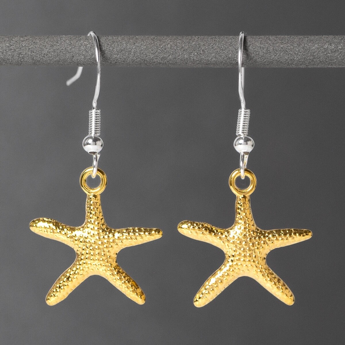 Starfish Gold & Pewter Drop Earrings by Metal Planet