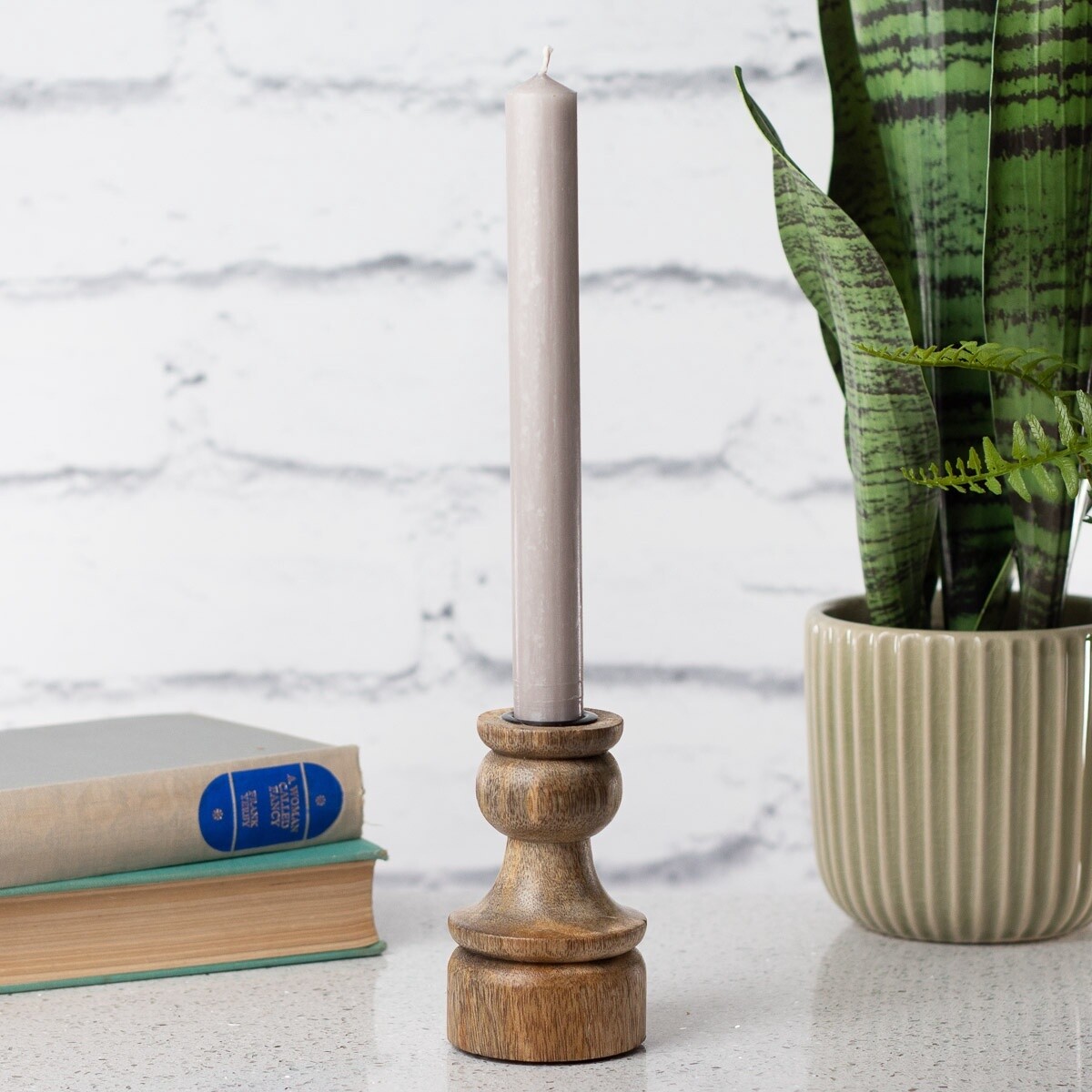 Handmade Mango Wood Candlestick Holder - Design 1 by Shared Earth