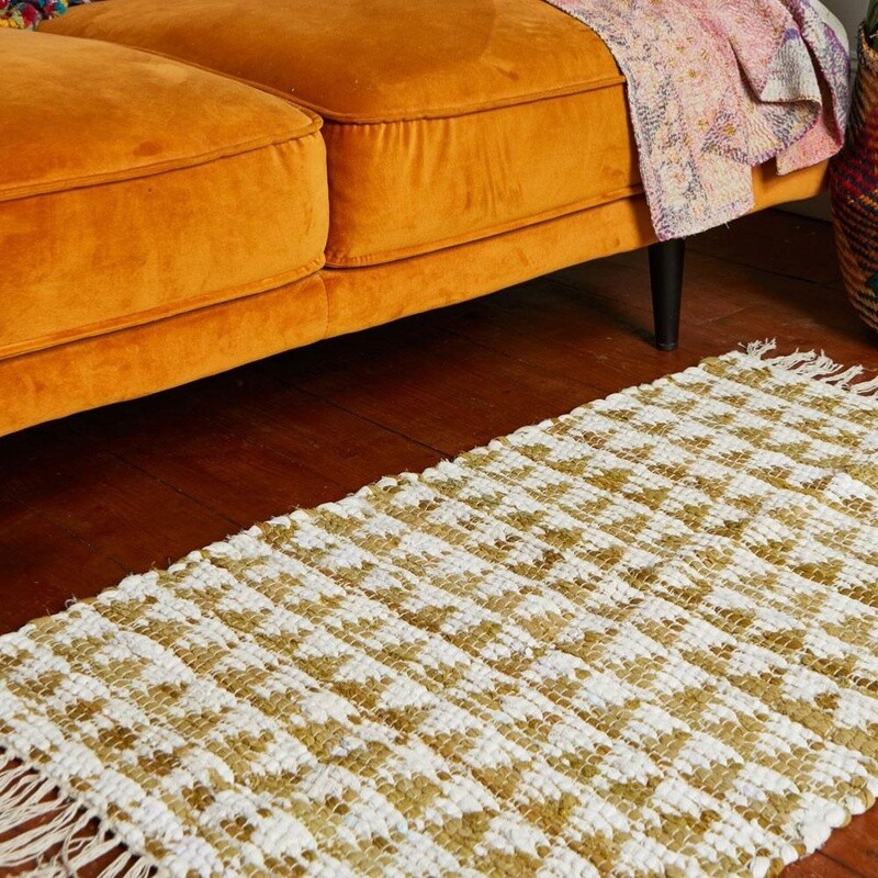 Chindi Recycled Cotton Rug - Olive - 60x90cm by Shared Earth