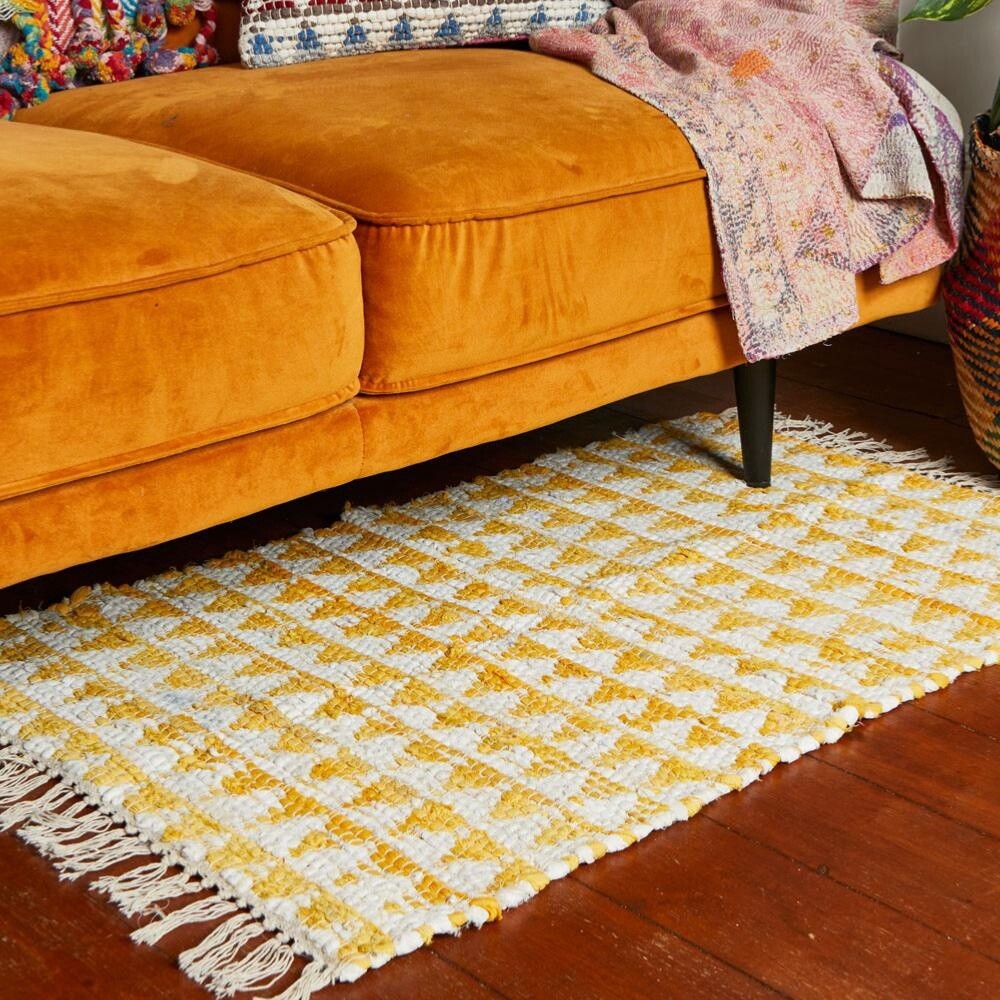 Chindi Recycled Cotton Rug - Yellow - 60x90cm by Shared Earth