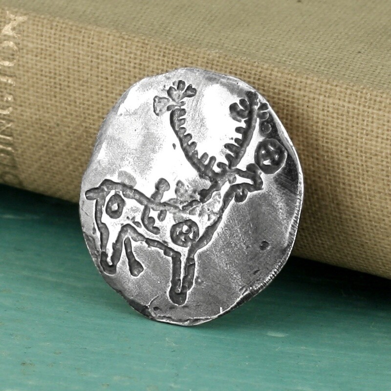 Campo Lameiro Oxidised Silver Round Brooch by Silverfish