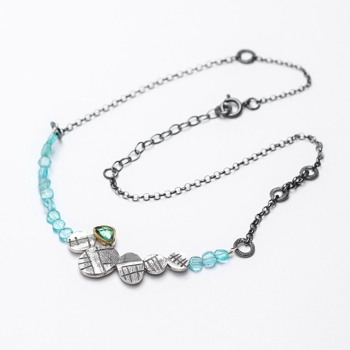 Statement pebbles, tourmaline and apatite necklace by Adele Taylor