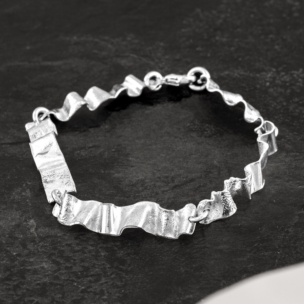 Small Silver Ribbon Bracelet by Silverfish