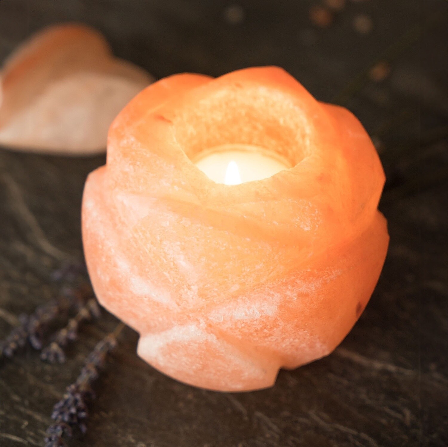 Himalayan Salt Lotus Flower Tealight Holder by Namaste