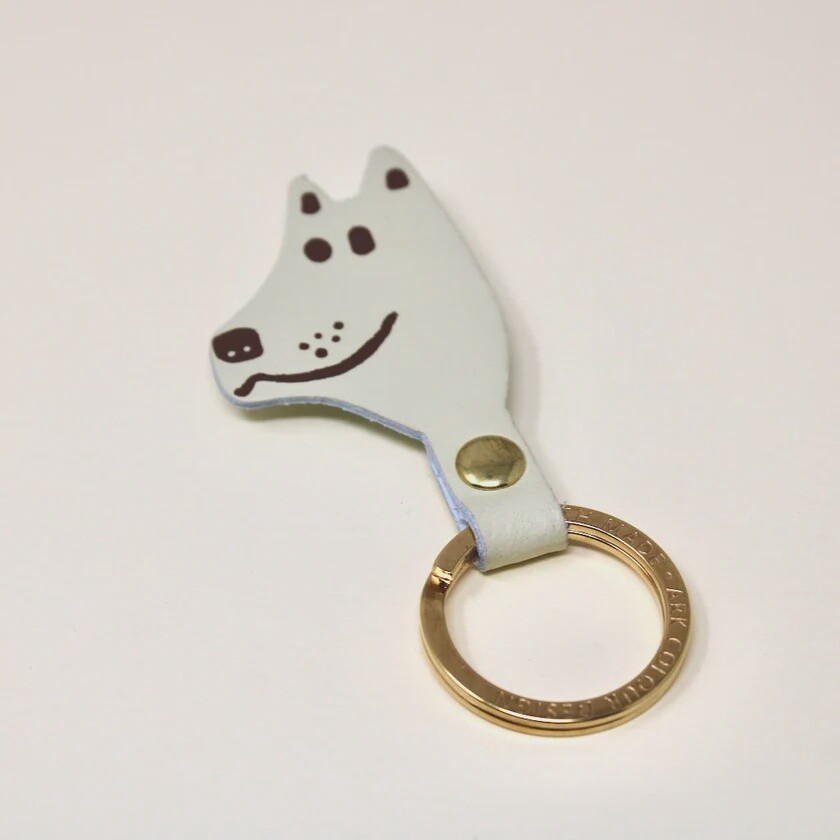 Dog Leather Keyring - Cream by Ark Colour Design